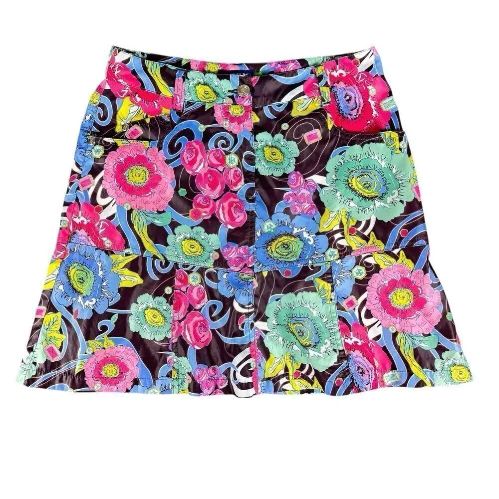 Daily Sports Sz 2 Golf Skirt Women's Pink Blue Black Floral Mesh Flower NICE
